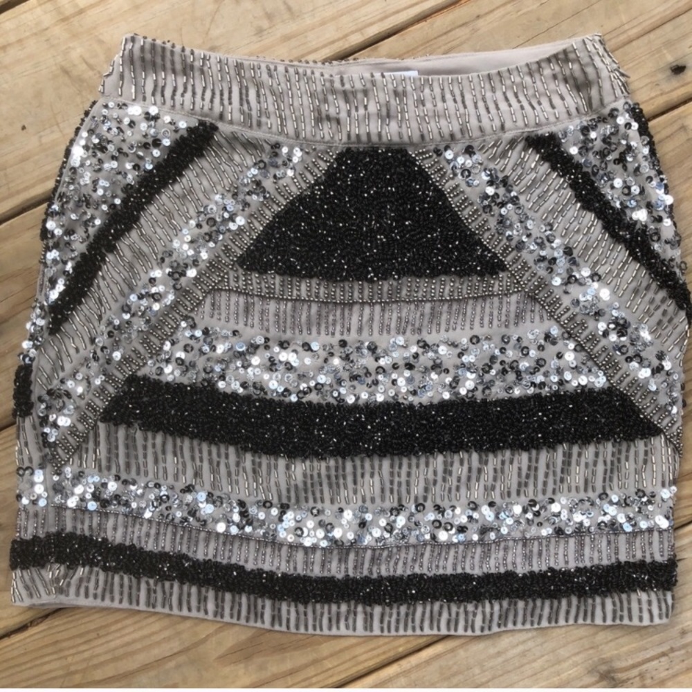 Piperlime Sequin Beaded Mini Skirt
